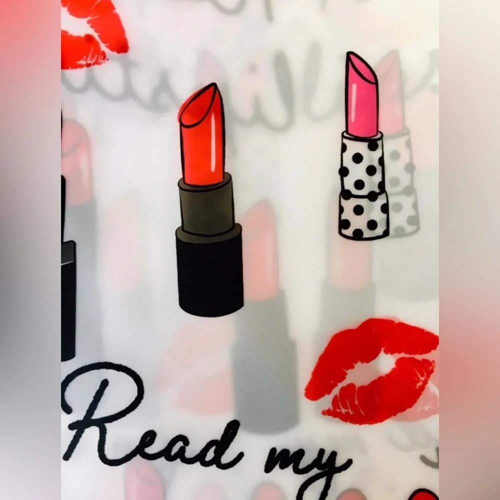 Read My Lipstick Peva Shower Curtain Lips Red Black Pink